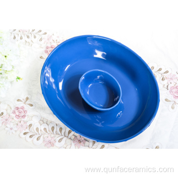 Custom Blue Ceramic Bakeware Plate Tableware Bowl